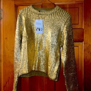 COPY - Zara metallic gold sweater
